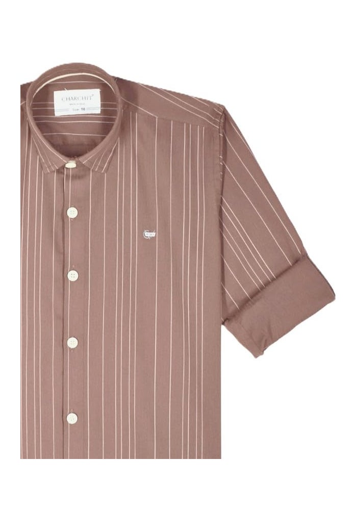 CHARCHIT Boys Cotton Regular Fit Spread Collar Full Sleeves Striped Shirt - Image 5